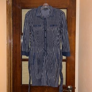 Armani Exchange 3/4 sleeve belted dress with pockets